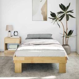Berkfield Home Bed Frame without Mattress 75x190 cm Small Single Solid Wood Oak in Brown - thumbnail 4
