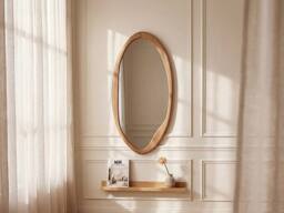 Vente-unique Oval Rubberwood Mirror - L50 X H100 Cm - Natural - FUJIAN in Light Oak - thumbnail 3