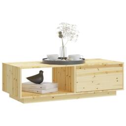 Berkfield Home Modern Coffee Table 110x50x33.5 cm Solid Firwood in Light Brown - thumbnail 4