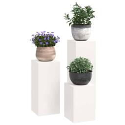 Berkfield Home Outdoor Plant Stands Pillar 3 pcs White Steel - thumbnail 3