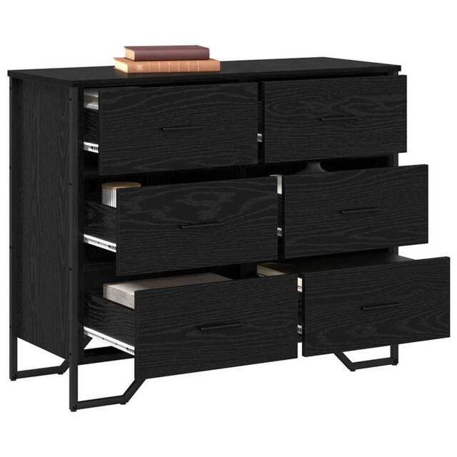 Berkfield Home Modern Chest of Drawers Black Oak 91x35.5x74.5 cm Engineered Wood - image 1