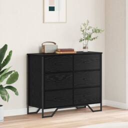 Berkfield Home Modern Chest of Drawers Black Oak 91x35.5x74.5 cm Engineered Wood - thumbnail 2