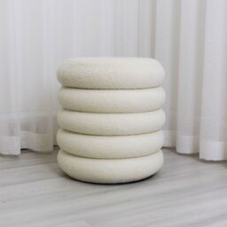 CARME HOME Daisy Ivory Teddy fabric Storage Stool