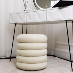 CARME HOME Daisy Ivory Teddy fabric Storage Stool - thumbnail 3