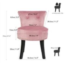 Nordara Pimk-Crushed Velvet Vanity Stool Dressing Table Chair in Pink - Size: 100 cm - thumbnail 2