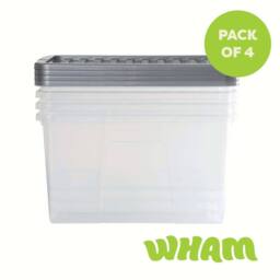 Wham Crystal 60L Clear Box & Stronger Lid PK4 in Silver - thumbnail 5