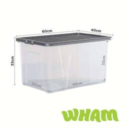 Wham Crystal 60L Clear Box & Stronger Lid PK4 in Silver - thumbnail 6