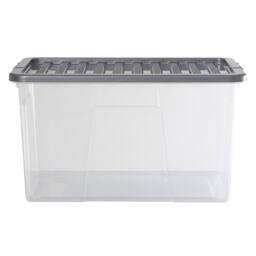 Wham Crystal 60L Clear Box & Stronger Lid PK4 in Silver - thumbnail 4