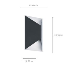 Eglo Predazzo Metal IP44 Integrated LED Outdoor Wall Light in Dark Grey - thumbnail 3