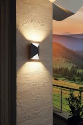 Eglo Predazzo Metal IP44 Integrated LED Outdoor Wall Light in Dark Grey - thumbnail 2