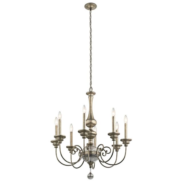 Loops 8 Bulb Chandelier Hanging Pendant LIght Sterling Gold LED E14 60W Bulb - image 1