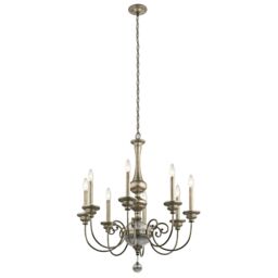 Loops 8 Bulb Chandelier Hanging Pendant LIght Sterling Gold LED E14 60W Bulb - thumbnail 1