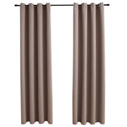 Berkfield Home Elegant Blackout Curtains with Metal Rings 2 pcs Taupe 140x245 cm - thumbnail 3