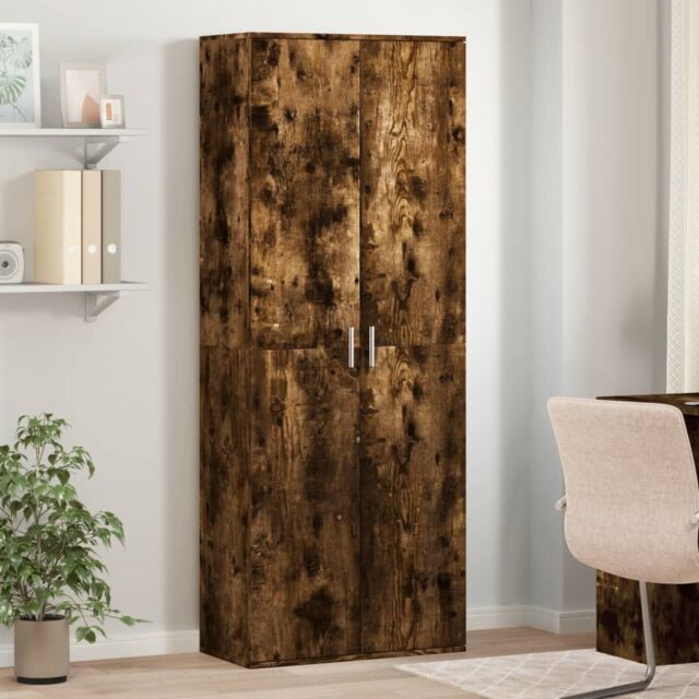 Berkfield Home Highboard Smoked Oak 70x35x180 cm Engineered Wood in Brown - Size: 70 x 35 x 180 cm - image 1