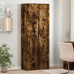 Berkfield Home Highboard Smoked Oak 70x35x180 cm Engineered Wood in Brown - Size: 70 x 35 x 180 cm - thumbnail 1