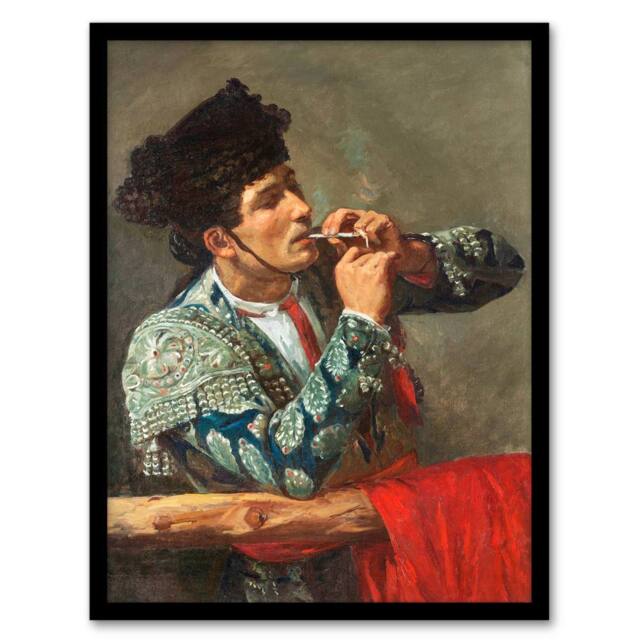 Artery8 Mary Cassatt Framed Wall Art After the Bullfight Bullfighter Smoking in Grey - Size: A4 - image 1