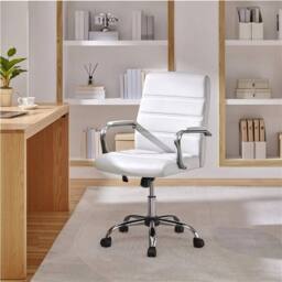 Kelvenix Home Office Chair Leather White - Size: 0.6m2 - thumbnail 5