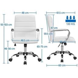 Kelvenix Home Office Chair Leather White - Size: 0.6m2 - thumbnail 2
