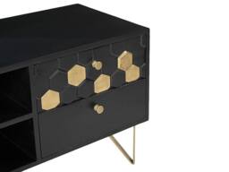 Vente-unique TV Stand With 1 Door, 2 Drawers, & 2 Shelves In Mango Wood & Metal in Black - thumbnail 7