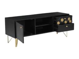 Vente-unique TV Stand With 1 Door, 2 Drawers, & 2 Shelves In Mango Wood & Metal in Black - thumbnail 6