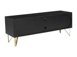 Vente-unique TV Stand With 1 Door, 2 Drawers, & 2 Shelves In Mango Wood & Metal in Black - thumbnail 8