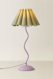 ValueLights Wiggle Sage Pleated Scallop Lamp Shade Pale Purple Metal Table Lamp - thumbnail 3