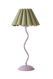 ValueLights Wiggle Sage Pleated Scallop Lamp Shade Pale Purple Metal Table Lamp - thumbnail 6