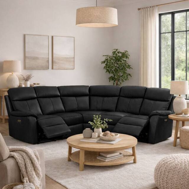 Aspire Kingsmere Corner Power Recliner Sofa in Black - image 1