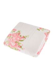 Homescapes Floral Printed Cotton Towel in Cream - thumbnail 3