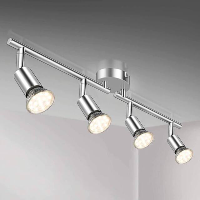 NESTLUNE 4 Way Ceiling Spotlight Adjustable Kitchen Bar Spot Light in Silver - image 1