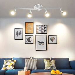 NESTLUNE 4 Way Ceiling Spotlight Adjustable Kitchen Bar Spot Light in Silver - thumbnail 4