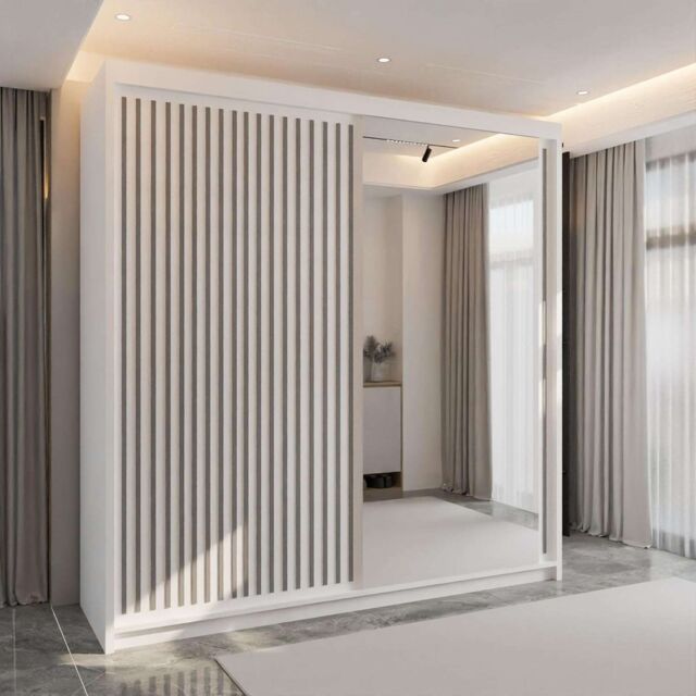 Sliding Wardrobes 4U Ronni Sliding Door Wardrobe 150cm X 217cm in White - Size: 150 cm X 217 cm - image 1