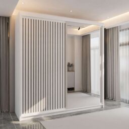 Sliding Wardrobes 4U Ronni Sliding Door Wardrobe 150cm X 217cm in White - Size: 150 cm X 217 cm - thumbnail 1
