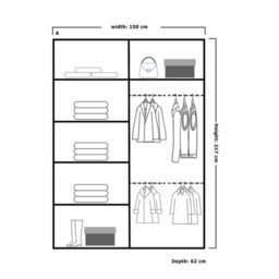 Sliding Wardrobes 4U Ronni Sliding Door Wardrobe 150cm X 217cm in White - Size: 150 cm X 217 cm - thumbnail 4