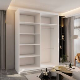Sliding Wardrobes 4U Ronni Sliding Door Wardrobe 150cm X 217cm in White - Size: 150 cm X 217 cm - thumbnail 3
