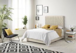 Somnior Platinum Ortho Sprung Memory Foam Mattress with Divan Bed with Headboard Tweed Fabric in Natural - Size: Double - thumbnail 2