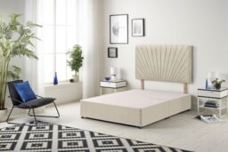 Somnior Platinum Ortho Sprung Memory Foam Mattress with Divan Bed with Headboard Tweed Fabric in Natural - Size: Double - thumbnail 3