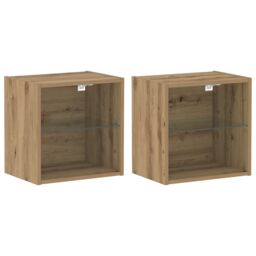 Berkfield Home Floating Shelf 2 pcs Artisan Oak 40x28.5x40 cm Engineered Wood in Brown - thumbnail 2