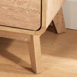 Home Source 2 Drawer Bedside Scandi Legs Home Bedroom Nightstand Lamp Side Table in Light Oak - thumbnail 7