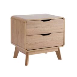 Home Source 2 Drawer Bedside Scandi Legs Home Bedroom Nightstand Lamp Side Table in Light Oak - thumbnail 8