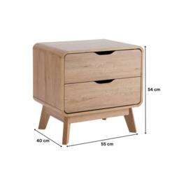 Home Source 2 Drawer Bedside Scandi Legs Home Bedroom Nightstand Lamp Side Table in Light Oak - thumbnail 9