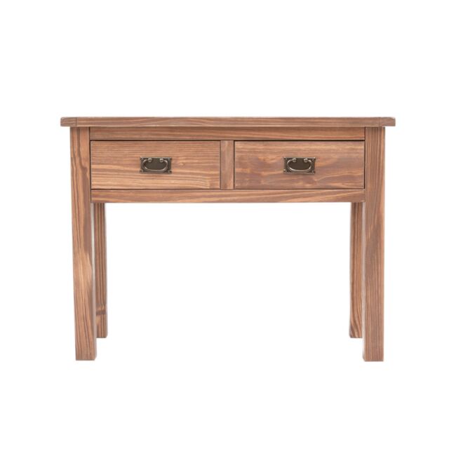 Cabinet Bits Padua Lacquered 2 Drawer Console Table Brass Drop Handle in Light Brown - image 1