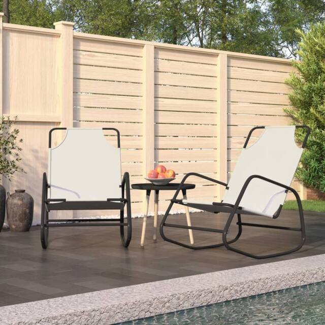 Berkfield Home Rocking Sun Loungers 2 pcs Cream Steel & Textilene - image 1