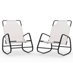 Berkfield Home Rocking Sun Loungers 2 pcs Cream Steel & Textilene - thumbnail 2