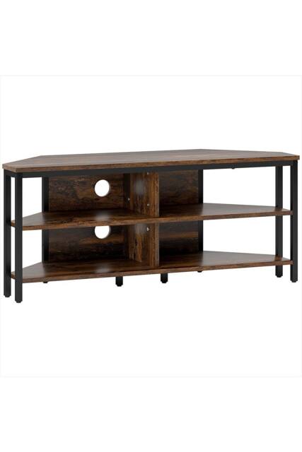 ERGOVEXA Industrial-Style Corner TV Unit, Rustic Brown - image 1
