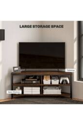 ERGOVEXA Industrial-Style Corner TV Unit, Rustic Brown - thumbnail 3