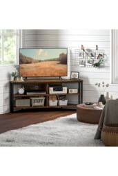 ERGOVEXA Industrial-Style Corner TV Unit, Rustic Brown - thumbnail 6