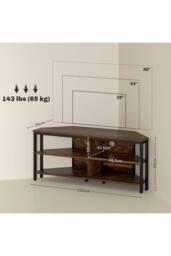 ERGOVEXA Industrial-Style Corner TV Unit, Rustic Brown - thumbnail 2