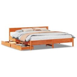 Berkfield Home Bed Frame without Mattress Wax Brown 180x200 cm Super King Solid Wood Pine - thumbnail 2