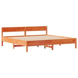 Berkfield Home Bed Frame without Mattress Wax Brown 180x200 cm Super King Solid Wood Pine - thumbnail 5
